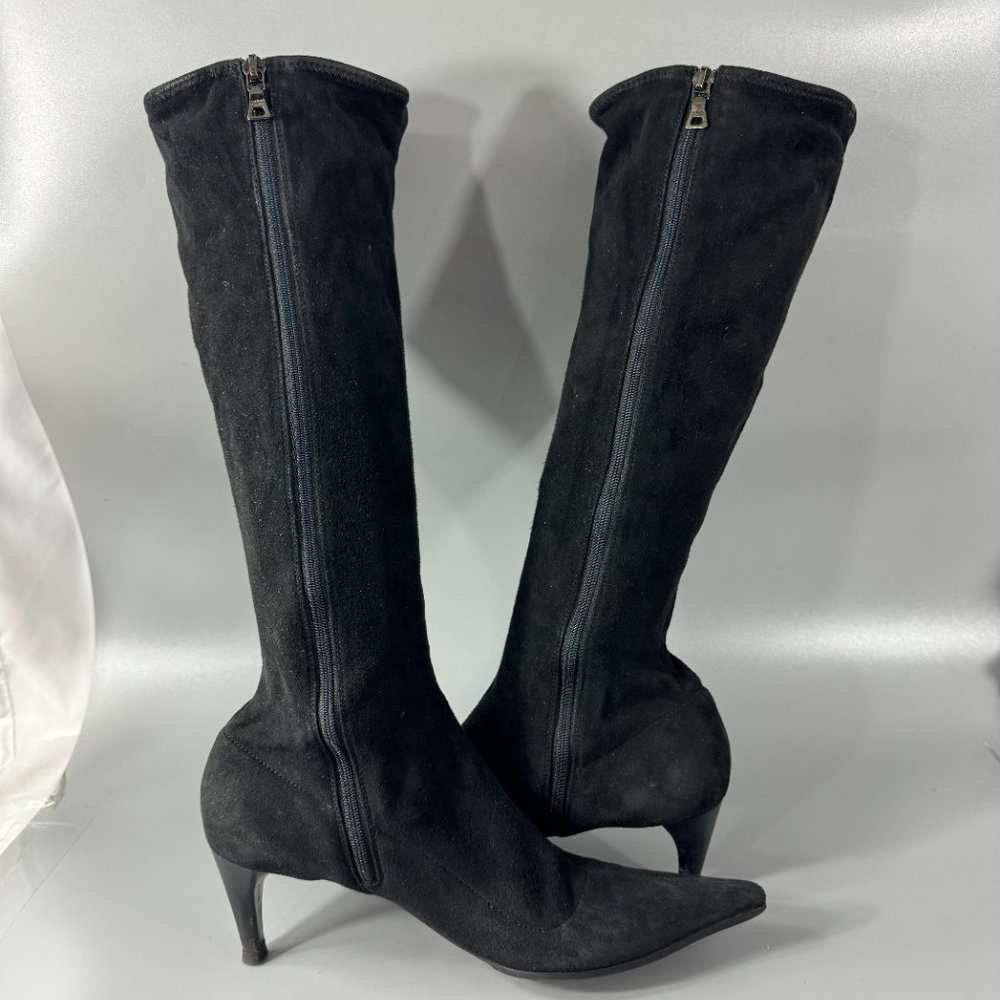 Prada Black Suede High Boots, Size 38 - Picture 6 of 14